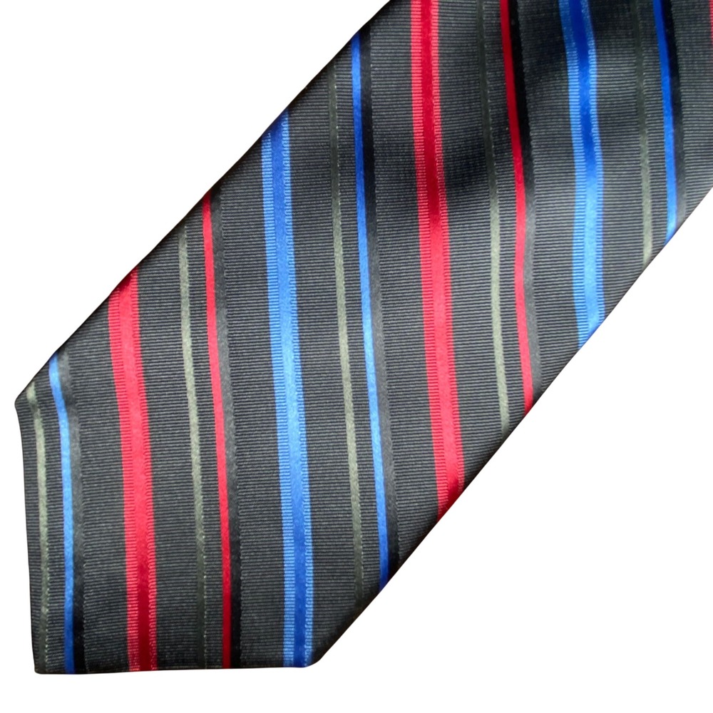 Robert Graham Mens Silk Tie Blue Pink Striped Knowledge Wisdom Truth Made in USA